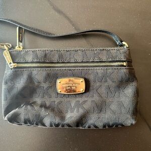 Michael Kors Black Clutch with Gold-Toned Hardware